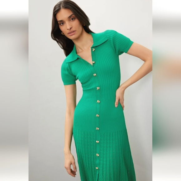 Sandro Dresses & Skirts - Sandro Lorel Kelly Green Midi Shirt Dress Size 34